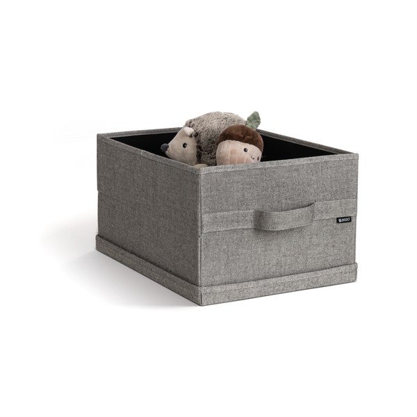 Šedý látkový úložný box s víkem 31x41x22 cm Soft Storage Medium – Bigso-image-4