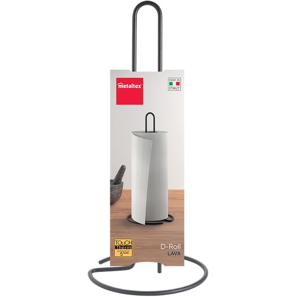 Matně černý ocelový stojan na papírové utěrky ø 14 cm Lava – Metaltex-image-2