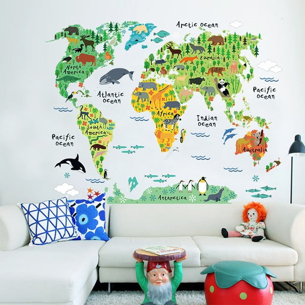 Nástěnná dětská samolepka Ambiance World Map, 73 x 95 cm-image-1