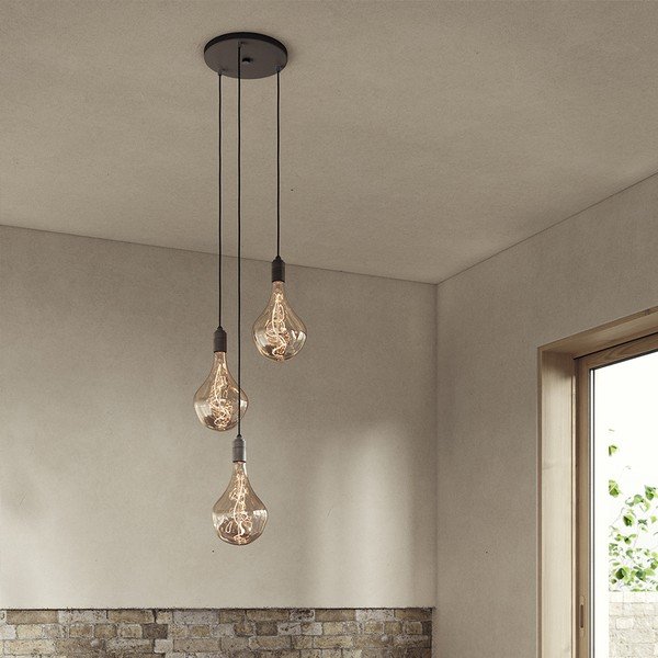 Tmavě šedé stmívatelné závěsné svítidlo ø 25 cm Triple Pendant – tala-image-2