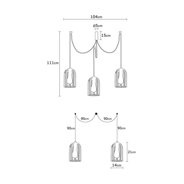 Černé závěsné svítidlo pro 3 žárovky Opviq lights Pamukkale-image-2