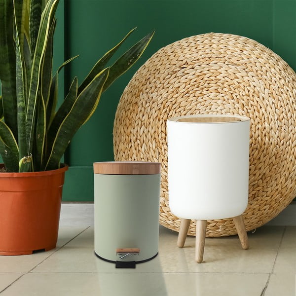 Světle zelený nášlapný kovový odpadkový koš 5 l Greenish – Orion-image-1