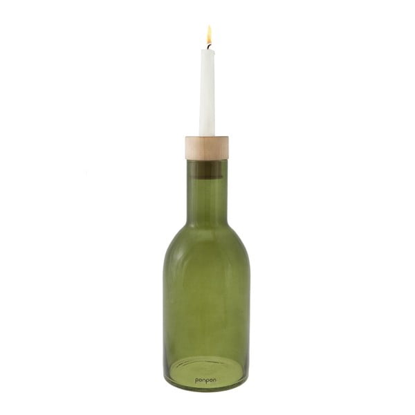 Váza/svícen Bottle 30,5 cm, zelená