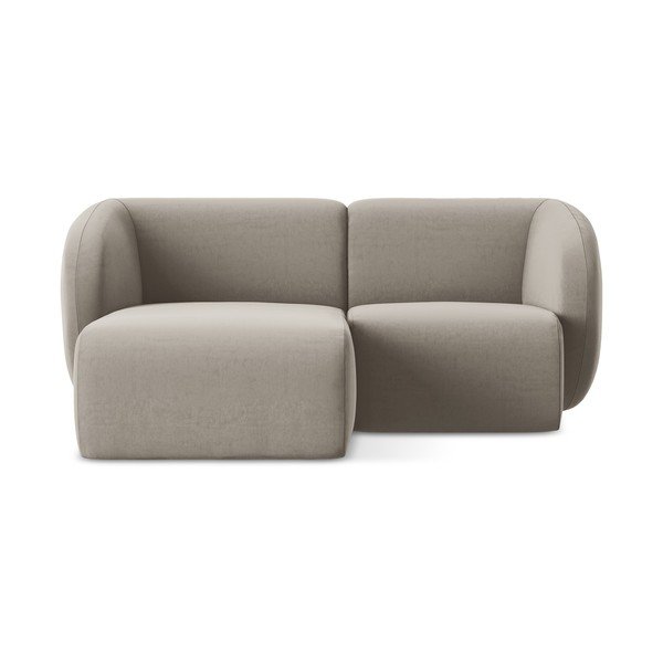 Světle hnědá sametová rohová pohovka (levý roh/s lenoškou) Lani – Makamii