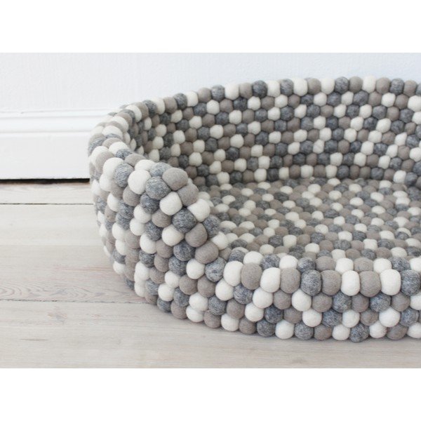 Světle šedo-bílý kuličkový vlněný pelíšek pro domácí zvířata Wooldot Ball Pet Basket, 40 x 30 cm-image-1