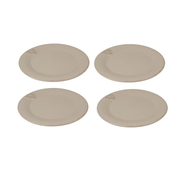 Keramické talíře Srdce, béžové, 20 cm, 4 ks