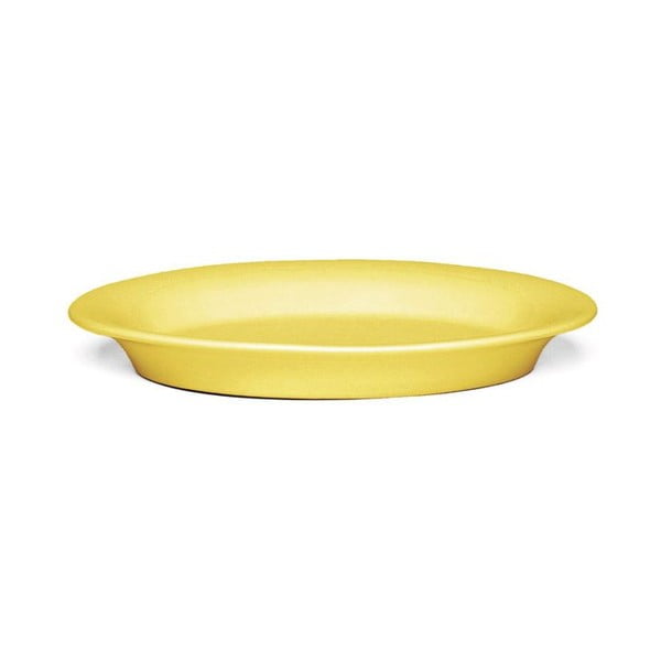 Žlutý oválný kameninový talíř Kähler Design Ursula, 18 x 13 cm