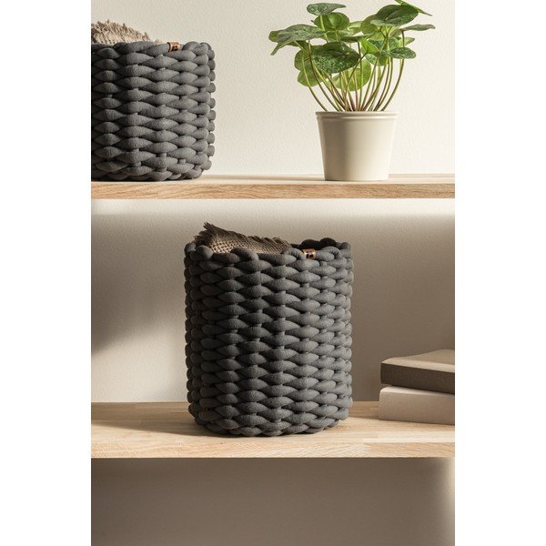 Látkový košík ø 25x25 cm Peach Skin Round M – Bigso-image-1