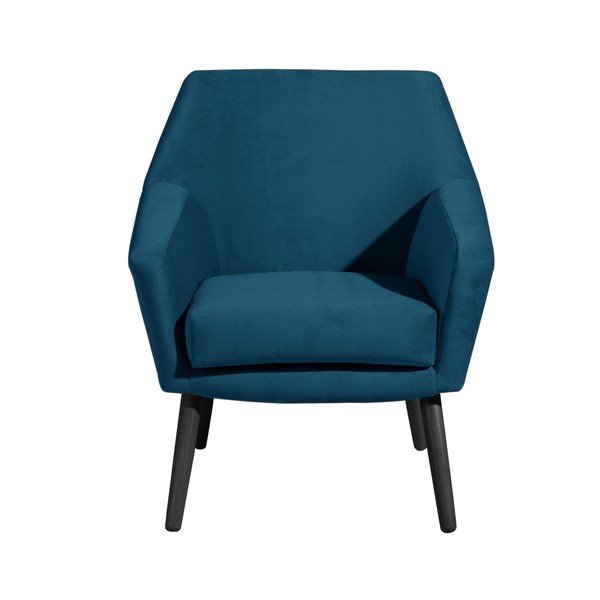 Modré sametové křeslo s černými nohami Max Winzer Alegro-image-2