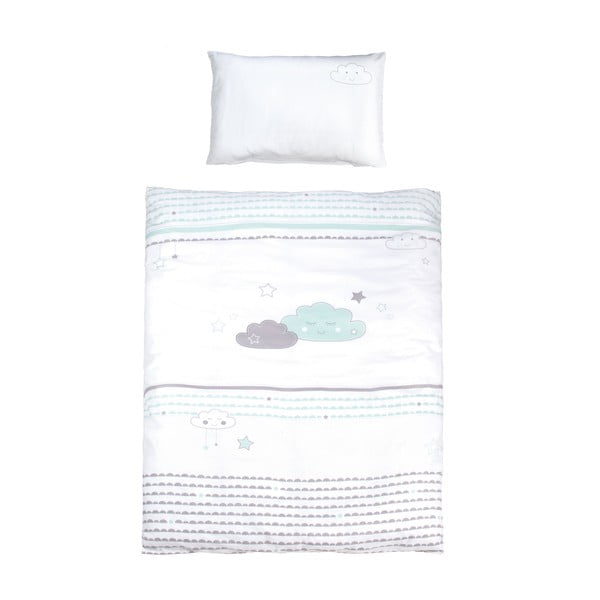 Bílé bavlněné dětské povlečení do postýlky 100x135 cm Happy Cloud – Roba