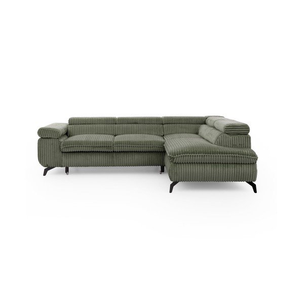 Zelená manšestrová rohová pohovka (pravý roh/do L) Marbeya  – Ropez