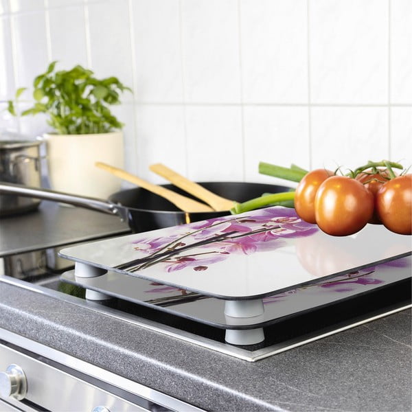 Sada 2 skleněných krytů na sporák Wenko Orchid, 52 x 30 cm-image-1