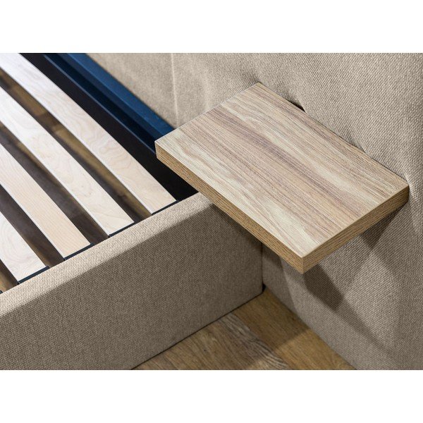 Béžová čalouněná dvoulůžková postel s úložným prostorem s roštem 160x200 cm Blandine – Bobochic Paris-image-4