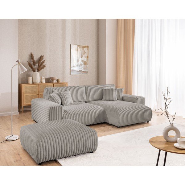 Světle šedá manšestrová podnožka Justin – Ropez-image-3