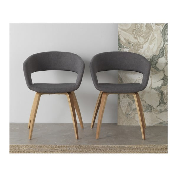 Sada 4 dřevěných jídelních židlí s šedým polstrováním Geese-image-2