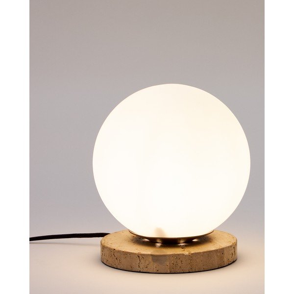 Bílá stolní lampa se skleněným stínidlem (výška 22 cm) Malachi – Kave Home-image-3