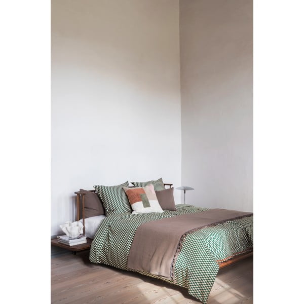 Zeleno-béžové povlečení na jednolůžko z bavlněného saténu 140x200 cm Mini – Mette Ditmer Denmark-image-1