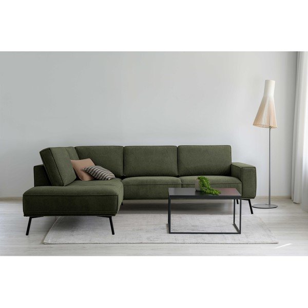 Tmavě zelená žinylková rohová pohovka (levý roh/do L) Amsterdam – Scandic-image-1