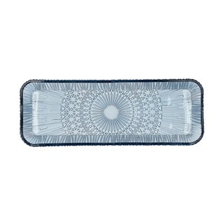 Modrý skleněný servírovací talíř 14x38 cm Kusintha – Bitz