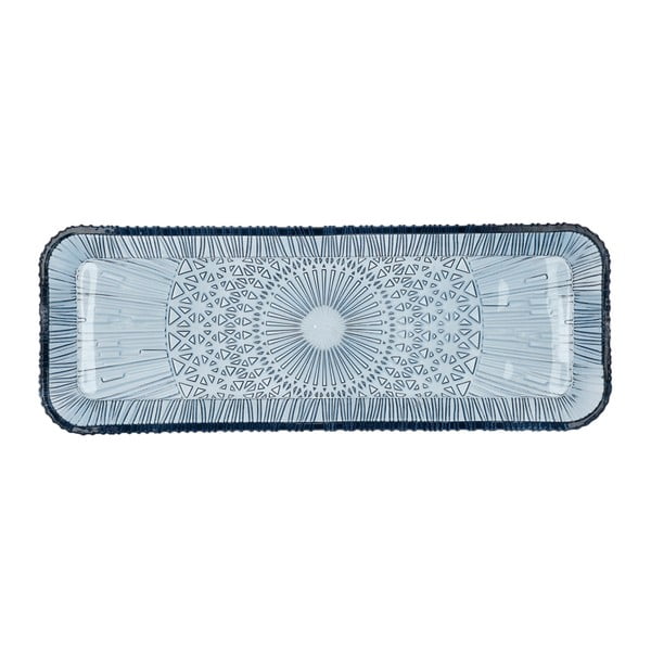 Modrý skleněný servírovací talíř 14x38 cm Kusintha – Bitz