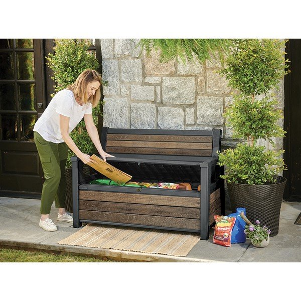 Tmavě hnědá plastová zahradní lavice Deco – Keter-image-4