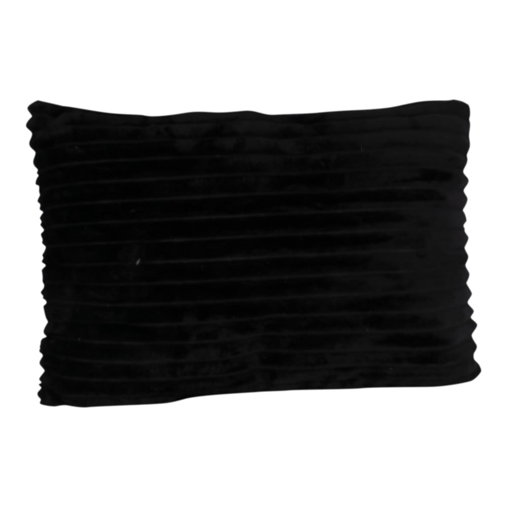 Černý sametový polštář PT LIVING Ribbed, 50 x 30 cm
