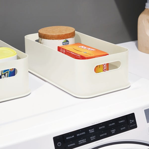 Bílý úložný box iDesign Eco Handled, 21,3 x 43 cm-image-1