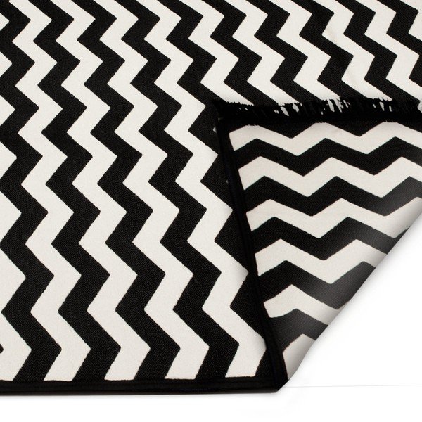 Černo-bílý oboustranný koberec Zig Zag, 140 x 215 cm-image-2