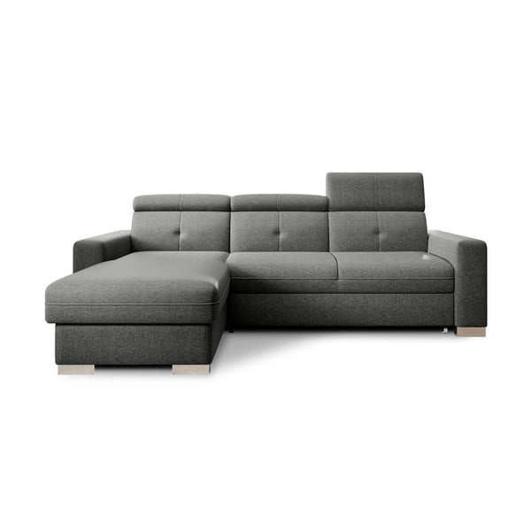 Šedá rozkládací/s úložným prostorem rohová pohovka (levý roh/s lenoškou) Fresia – ELTAP