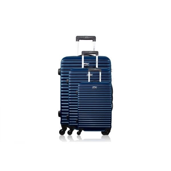 Sada 3 modrých cestovních kufrů na kolečkách Bluestar Brazilia