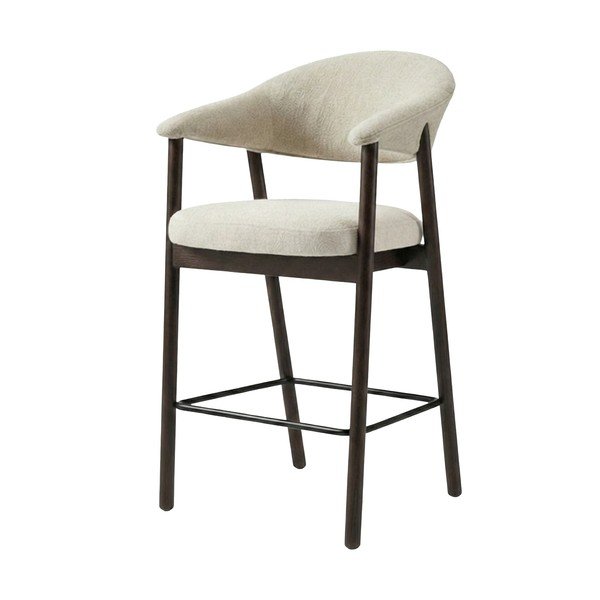 Hnědá/krémová čalouněná barová židle s područkami (výška sedáku 67 cm) Elk – Unique Furniture