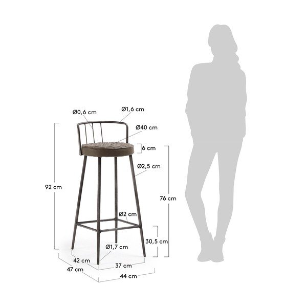 Hnědá barová židle Kave Home, výška 92 cm-image-4