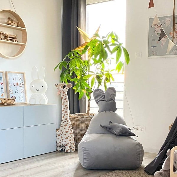 Světle šedý dětský sedací vak Funny Bunny – The Brooklyn Kids-image-2