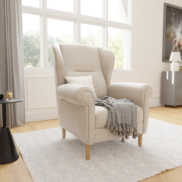 Béžové křeslo ušák Swan – Ropez-image-3