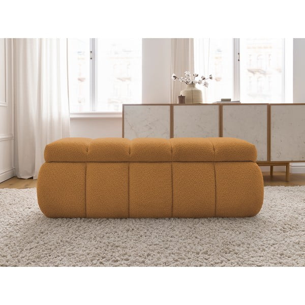 Okrově žlutá lavice z textilie bouclé – Bobochic Paris-image-1