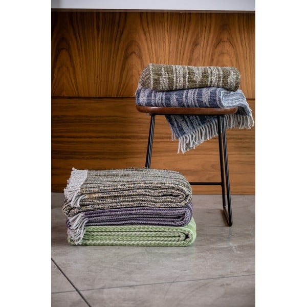 Tmavě zelený pléd s podílem bavlny Euromant Zanzibar, 140 x 180 cm-image-3