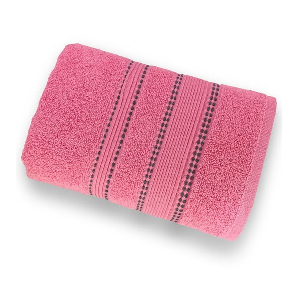 Korálově růžový ručník ze 100% bavlny Marie Lou Remix, 90 x 50 cm