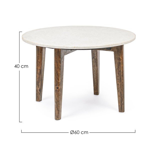 Bílý/v přírodní barvě kulatý konferenční stolek s mramorovou deskou  ø 60 cm Sylvester – Bizzotto-image-4