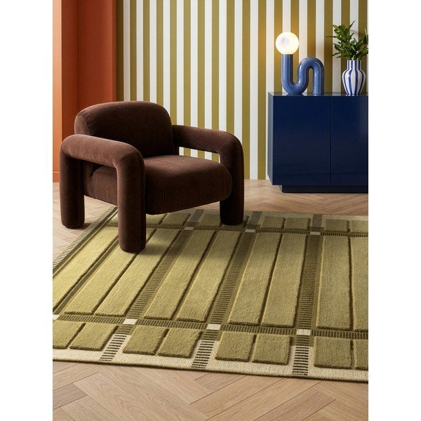 Zelený/béžový ručně tkaný vlněný koberec 120x170 cm – Asiatic Carpets-image-1