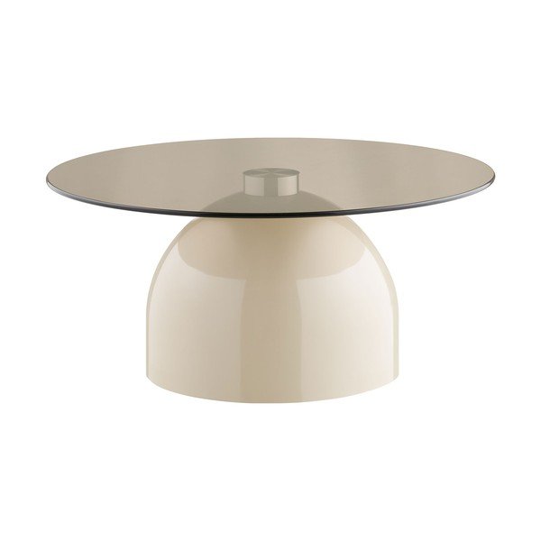 Béžový kulatý konferenční stolek se skleněnou deskou ø 70 cm Ravello – House Nordic-image-2