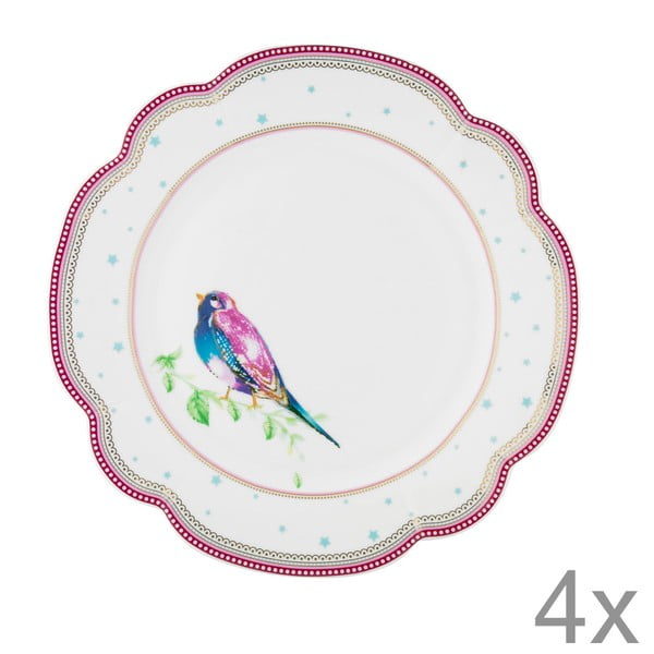 Porcelánový talíř  Birdie od Lisbeth Dahl, 24 cm, 4 ks