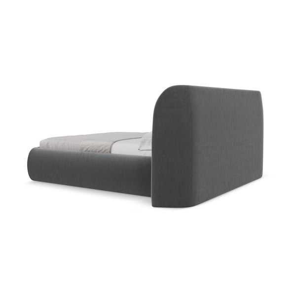 Tmavě šedá čalouněná dvoulůžková postel s úložným prostorem s roštem 140x200 cm Hauke – Makamii-image-4
