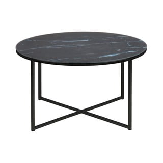Černý konferenční stolek s deskou v mramorovém dekoru Actona Alisma, ⌀ 80 cm
