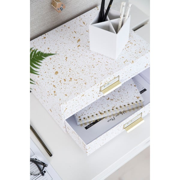 Zásuvkový box se 2 šuplíky ve zlato-bílé barvě Bigso Box of Sweden Birger-image-3