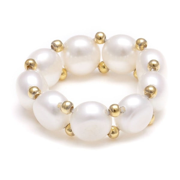 Prsten z říčních perel GemSeller Carnica, bílé perly
