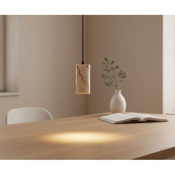 Krémové závěsné svítidlo s mramorovým stínidlem ø 6,5 cm Selma – Opviq lights-image-2