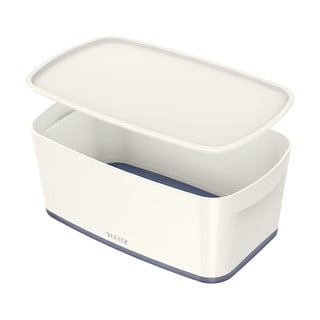 Bílo-šedý plastový úložný box s víkem MyBox - Leitz