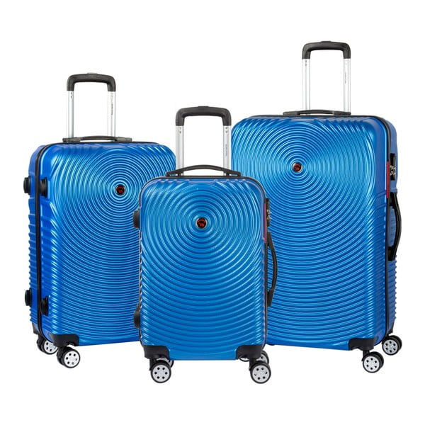 Sada 3 modrých cestovních kufrů na kolečkách Murano Traveller