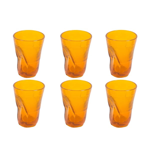 Sada 6 oranžových sklenic Kaleidos, 340 ml
