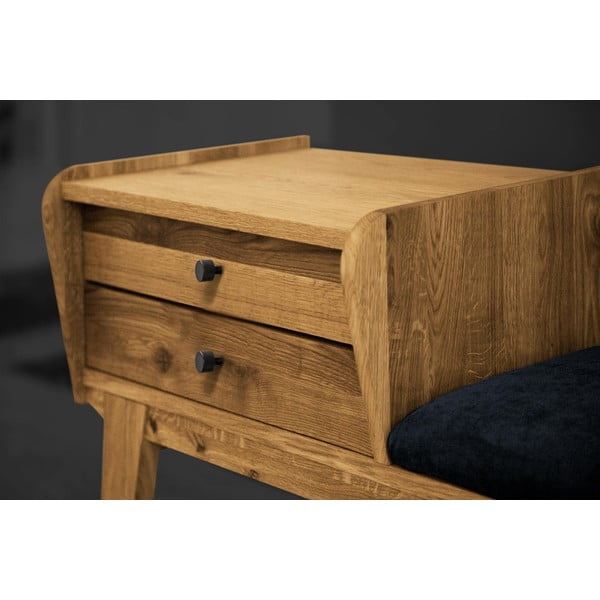 Lavice se zásuvkami z dubového dřeva s modrým sedákem Retro - The Beds-image-4